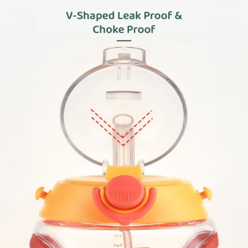 StarAndDaisy Baby Sipper Water Bottle with Soft Straw & Handle with Anti Spill Lock, BPA Free & 360° Water Drinking Kids Bottle - 330ML, Orange - Image 4