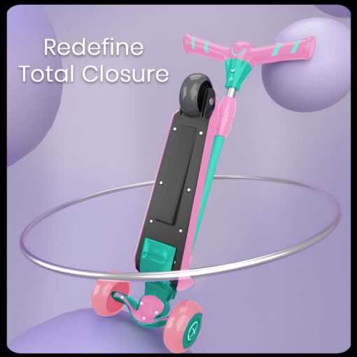 3 Wheel Scooter for Kids - Foldable Kick Scooters for Children with 5 Adjustable Heights and LED Lights for Boys and Girls Age 3-12 Year (Green Pink) - StarAndDaisy - Image 8