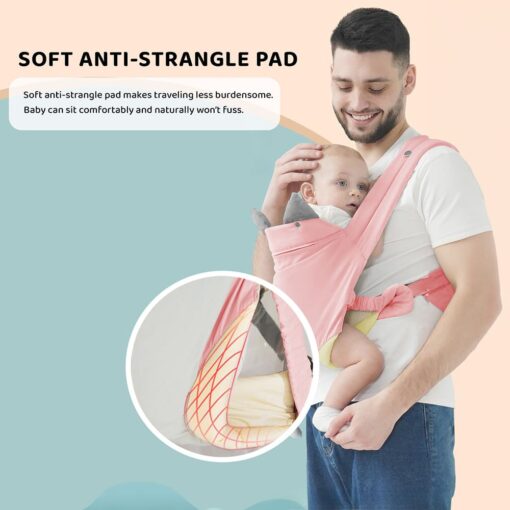 Ergonomic Baby Carrier with Anti Triangle Pad and Breathable Cushion for 0-3 Years Babies (Pink) - StarAndDaisy - Image 3