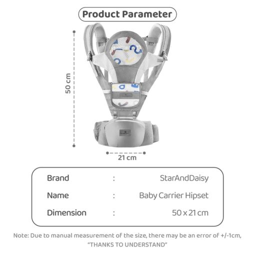 Hip Seat Baby Carrier with 4 carry Position and Adjustable Straps for 0-36 Months Babies (Grey) - StarAndDaisy - Image 11