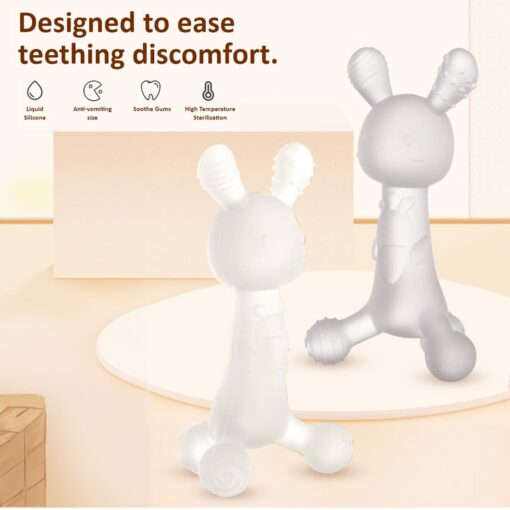 Soft Silicone Baby Teether – Teething Relief and Rubber Rabbit Teething Toy for Babies - StarAndDaisy - Image 3