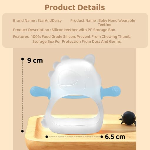 StarAndDaisy Silicone Teether for Baby - Hand Teethers for Infants with 360° Glove Protection and Hallow Bite Point Design - Transparent Brown - Image 8