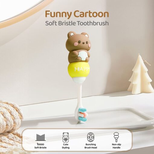 StarAndDaisy Teddy Bear Kids Tooth brush with Ultra Soft Bristle Tooth Brush for Toddlers with Silicone Grip - Image 2