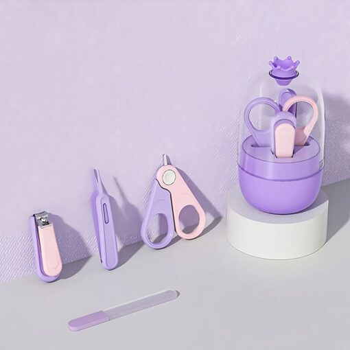 StarAndDaisy Baby Nail Cutter Set - 4-in-1 Nail Grooming Essentials for Babies with Cute Case - Purple