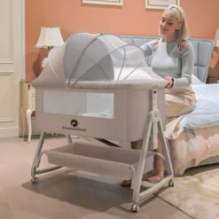 StarAndDaisy Pluto Luxury Baby Crib Cradle with Height Adjustment and  Soft Foam Mattress with Storage Basket - Brown