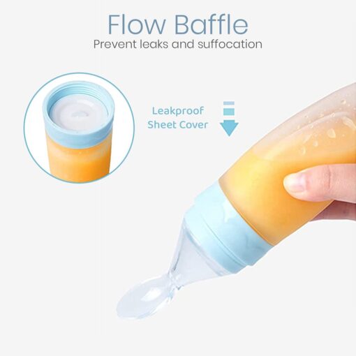 StarAndDaisy Squeezy Silicone Food Feeder for Baby with Suction Cup with Dust Cover and BPA Free for 4 Month+ Babies - Blue - Image 8