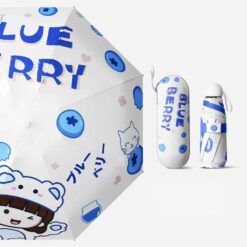 StarAndDaisy Umbrella for Kids - 5 Fold One Click Open & Close Automatic Umbrellas and Prevent UV Rays - Blue Berry