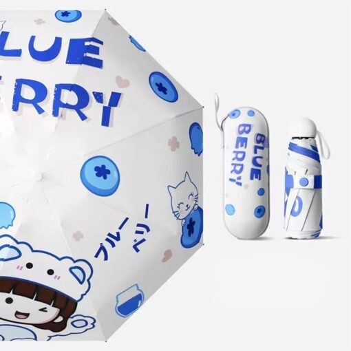 StarAndDaisy Umbrella for Kids - 5 Fold One Click Open & Close Automatic Umbrellas and Prevent UV Rays - Blue Berry