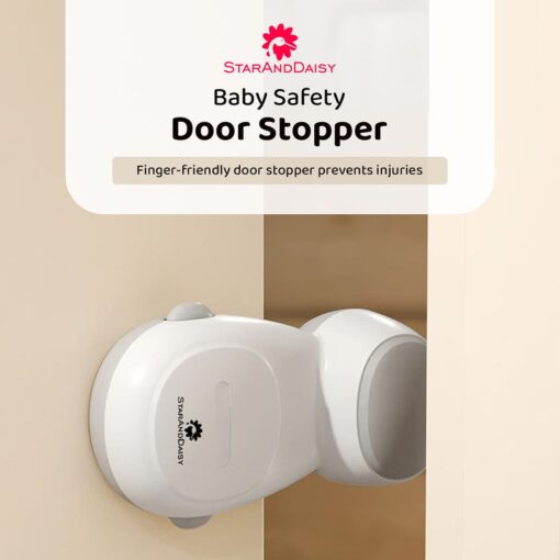 StarAndDaisy Baby Safety Door Stopper, Child Gate Stopper & Anti Pinch Door Stop with 90° Auto Revolve - Image 2