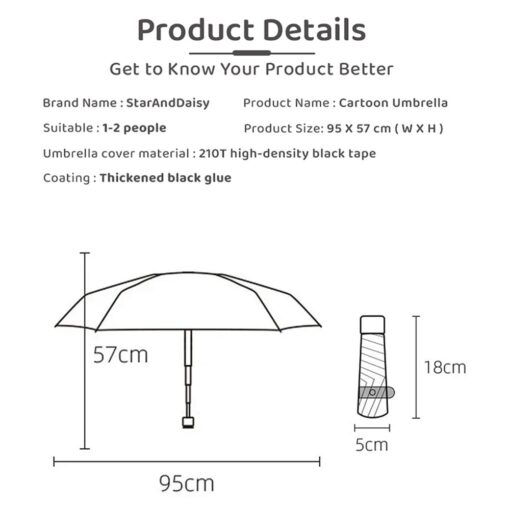 StarAndDaisy Capsule Umbrella for Kids - Mini 5 Fold Pocket Size Umbrellas with UV Protection - Go Duck - Image 13