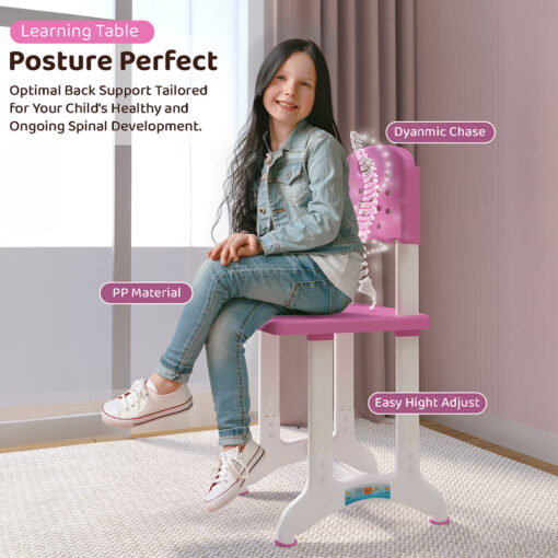 StarAndDaisy Multifunctional Study Table for Kids, Height Adjustable, Storage Cabinet, and Book Holder Aged 3-10 years - E60 Pink - Image 5