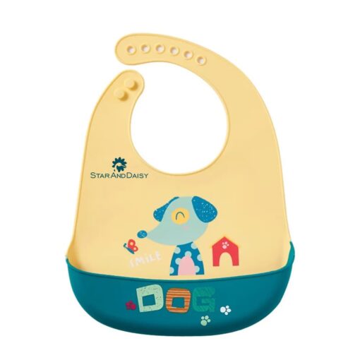 StarAndDaisy Soft Silicone Baby Bibs for Feeding, Washable and Reusable, Non-Messy, Bibs for Babies - Yellow