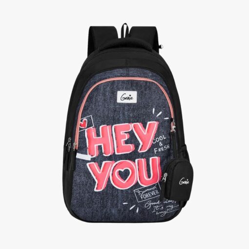 Genie You Shoulder School Bag for Children, Waterproof & Adjustable Straps Backpack for Girls & Boys - Black