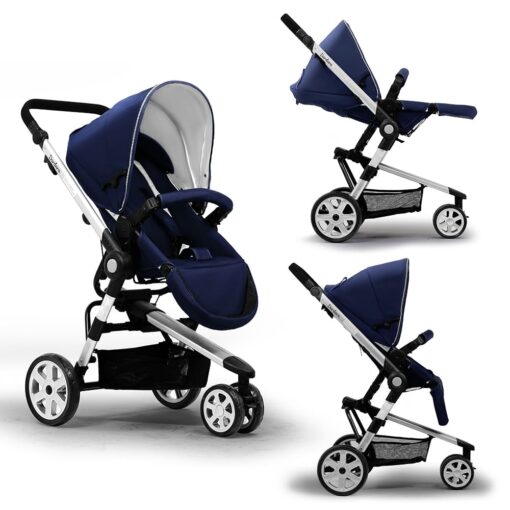StarAndDaisy Sleek and Stylish Baby Stroller for kids with Reversible Bassinet & Large Wheels for Newborn Babies & Toddlers - 0 to 4 Years (Blue)