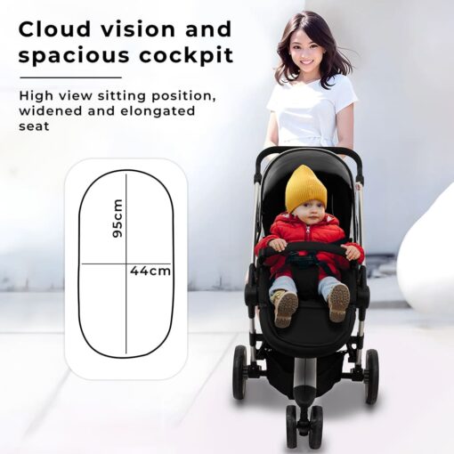 StarAndDaisy Stroller for Newborn Baby with Reversible Bassinet & Large Wheels Kids - 0 to 4 Years - Image 6