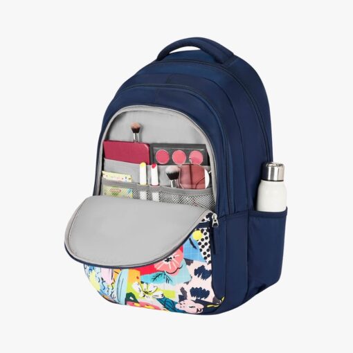 Genie Phoenix 36L Kids Laptop Backpack With Rain cover, Premium Nylon Fabric, and Extra Shoulder Padding Straps - Navy Blue