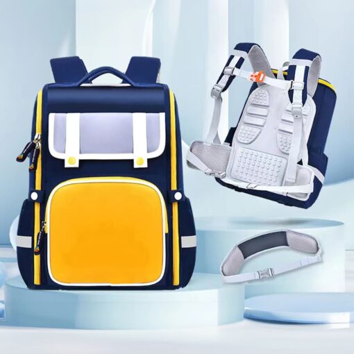 StarAndDaisy Waterproof Kids School Backpack, Multipurpose Elegant School Bags for Children - Blue & Yellow