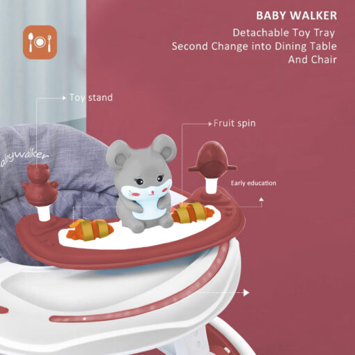 StarAndDaisy Multifunctional Intelligent Baby Walker with Toy Tray (Red) - Image 8