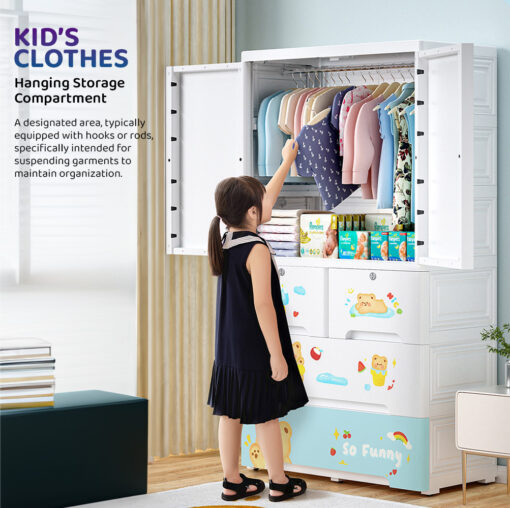 [Pre-Order] StarAndDaisy Kids Wardrobe - Storage Cabinet - Portable Almirah with Drawers & Convertible Design, Cake Bear -H-135cm x W-70cm x D-38cm 7024-C [Delivery Starts on: 10/Oct/2024] - Image 7