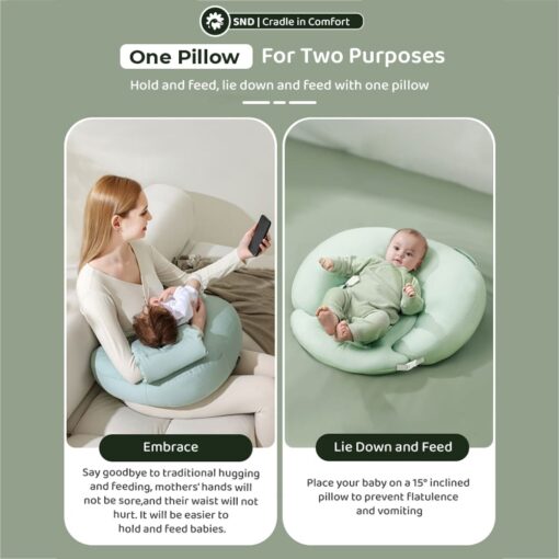 demo Demo StarAndDaisy Breast Feeding Pillow, Mom's Portable Nursing Cushion & Waist Protector with Detachable Belt - Green (Copy) - Image 4