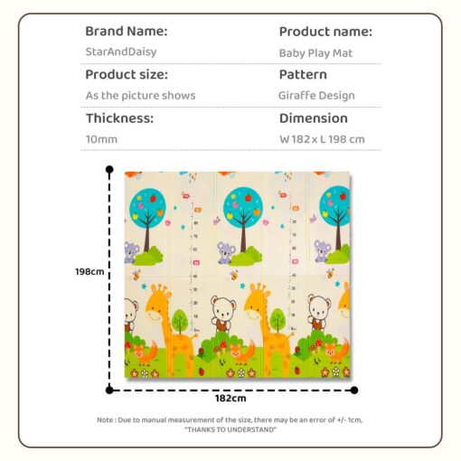 Reversible Baby Play Mat, Infants Floor Mat BPA Free Learning dimension