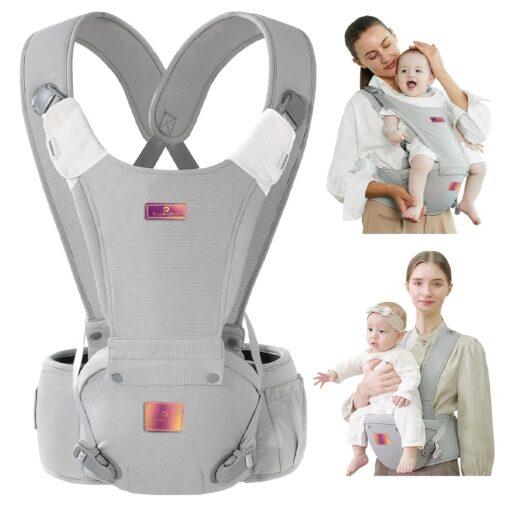 StarAndDaisy Newborn Baby Carrier Adjustable Hands-Free with 4 Carry Positions for 0-36 Months Babies - Grey