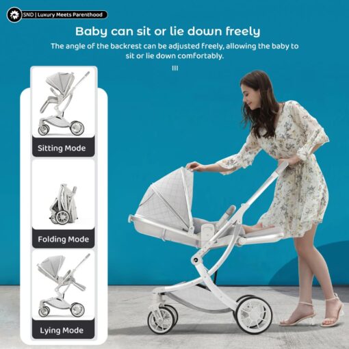 StarAndDaisy Luxe Ultima Compact Baby Stroller, Lightweight Travel Pram with Supportive Backrest for 0-3 Year Babies - Orange - Image 7