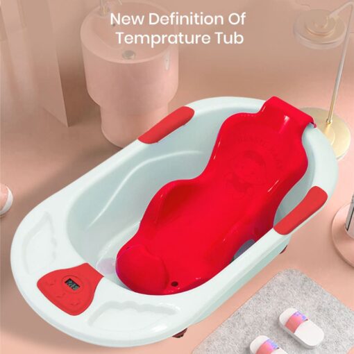 StarAndDaisy Bath Tub for Babies with Bath Seat and Temperature Sensor and Detachable Wheels - Red - Image 2