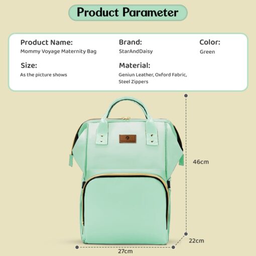 StarAndDaisy Trendy Maternity Backpack, Waterproof  Diaper Bags for Moms Travel with Spacious Compartments - Green - Image 6