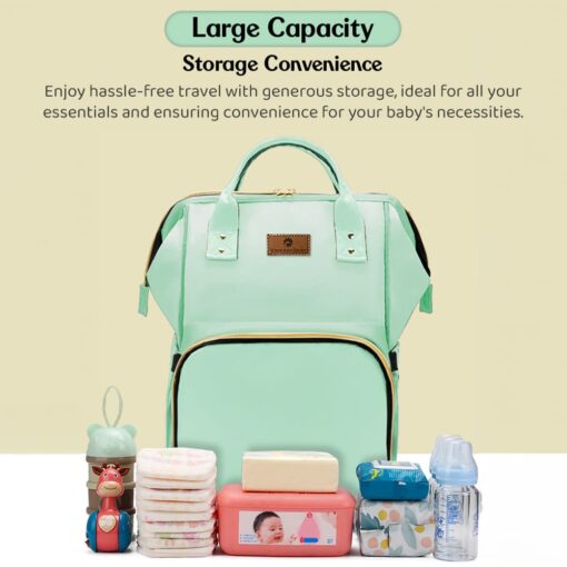 StarAndDaisy Trendy Maternity Backpack, Waterproof  Diaper Bags for Moms Travel with Spacious Compartments - Green - Image 4