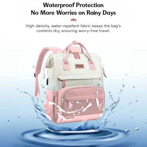 StarAndDaisy Maternity Bag for Mother, Diaper Backpack, Waterproof & Spacious with Multiple Packets Easily Organise Infant Essentials Diaper Bag - Pink & White - Image 7